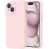 iPhone 15 Case, [Smooth Silicone Full Coverage Camera] [8ft Drop Protection], Soft Microfiber Lining Full Body Protective Case for iPhone 15 6.1 inch - Chalk Pink