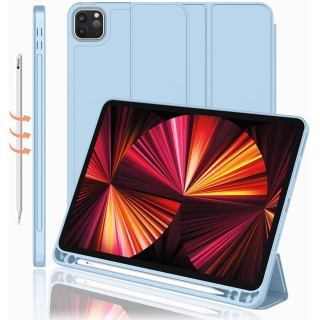 KenKe Case for iPad Pro 11 Inch 4th 3rd 2nd Generation 2022/2021/2020 with  Pencil Holder,Trifold Stand Smart Case with Soft TPU Back,Wireless Pencil