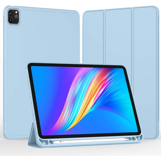 iPad Pro 11 Inch Case 2022(4th Gen)/ 2021(3rd Gen) with Pencil Holder [Support iPad 2nd Pencil Charging/Pair],Trifold Stand Smart Case with Soft TPU Back,Auto Wake/Sleep(Sky Blue)